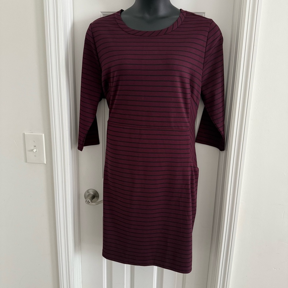NEW Lane Bryant Striped Burgundy Dress 18/20